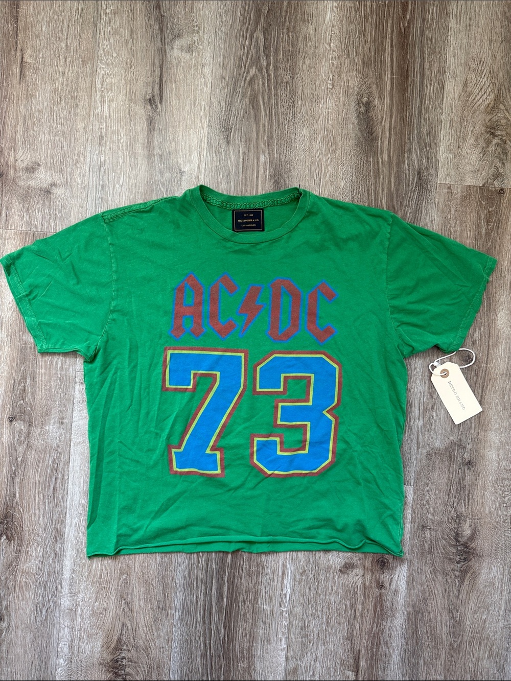 AC/DC 73 Graphic Tee in Green by Retrobrand
